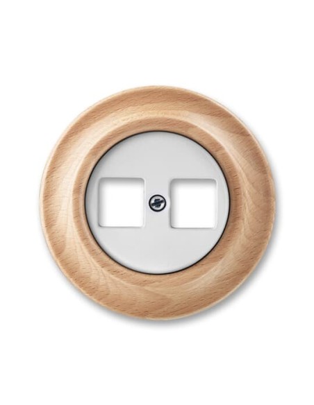 5014K-C01018 50^GNIAZDO TELEINFORMATYCZNE PODWÓJNE -DECENTO-BIAŁY BUK NATURALNY