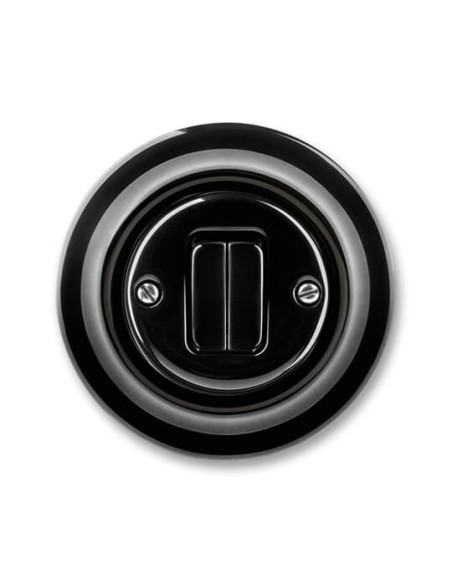 3559K-C87345 N^PRZYCISK PODWÓJNY Z ZACISKIEM WEJŚCIOWYM I 2 KLAWISZAMI PORCELANA-DECENTO-CZARNA PORCELANA