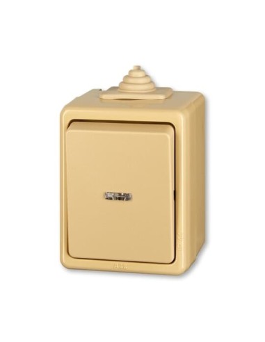 3553-02922 D^WYŁĄCZNIK DWUBIEGUNOWY Z OKNEM IP44 Z NEONÓWKĄ SYGNALIZACYJNĄ -CLASSIC-BEŻOWY