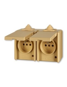 5518-2069 D^GNIAZDO Z KLAPKĄ PODWÓJNE PRZELOTOWE IP44 -CLASSIC-BEŻOWY