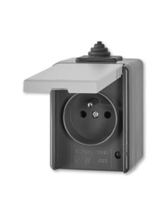 5518-2929 S^GNIAZDO Z KLAPKĄ IP44 -CLASSIC-SZARY