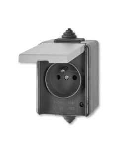 5518-2969 S^GNIAZDO Z KLAPKĄ PRZELOTOWE IP44 -CLASSIC-SZARY