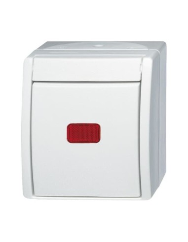 2601 6 SKW-54^WYŁĄCZNIK Z PODŚWIETLENIEM KONTROLNYM SCHODOWY Z CZERWONYM OKIENKIEM. Z LAMPKĄ NEONOWĄ. STOPIEŃ OCHRONY: IP44 -O