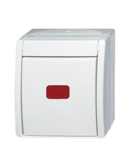 2601 6 SKW-54^WYŁĄCZNIK Z PODŚWIETLENIEM KONTROLNYM SCHODOWY Z CZERWONYM OKIENKIEM. Z LAMPKĄ NEONOWĄ. STOPIEŃ OCHRONY: IP44 -O