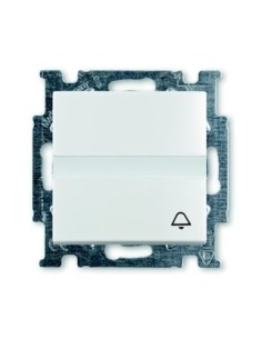 2026 UCN KL-94-507^PRZYCISK Z KLAWISZEM Z WIZYTÓWKĄ I SYMBOLEM DZWONKA 1-BIEGUNOWY Z ZACISKIEM N.  Basic55 biały alpejski