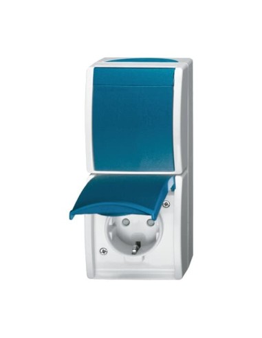 2601 6 20 EBW-53^ZESTAW GNIAZDO SCHUKO Z WYŁĄCZNIKIEM Z PRZESŁONAMI. STOPIEŃ OCHRONY: IP44. PIONOWY-OCEAN-SZARY ZIELONO-NIEBIES