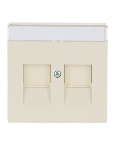 1800-82^POKRYWA Z POLEM OPISOWYM DO 2 ZŁĄCZY MODULAR JACK Z PRZYSŁONAMI -CARATSOLOFUTURE-KOŚĆ SŁONIOWA