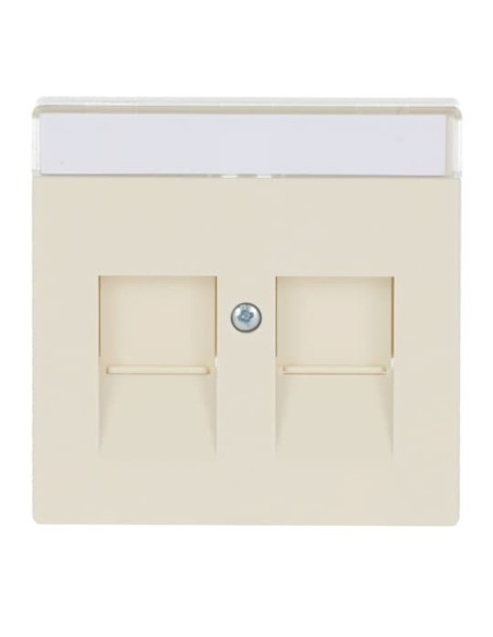 1800-82^POKRYWA Z POLEM OPISOWYM DO 2 ZŁĄCZY MODULAR JACK Z PRZYSŁONAMI -CARATSOLOFUTURE-KOŚĆ SŁONIOWA