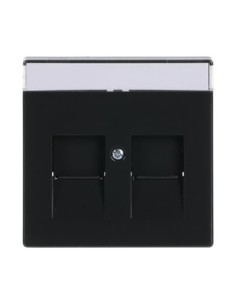 1800-81^POKRYWA Z POLEM OPISOWYM DO 2 ZŁĄCZY MODULAR JACK Z PRZYSŁONAMI -CARATFUTURE-ANTRACYT