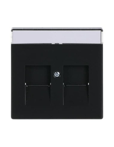 1800-81^POKRYWA Z POLEM OPISOWYM DO 2 ZŁĄCZY MODULAR JACK Z PRZYSŁONAMI -CARATFUTURE-ANTRACYT