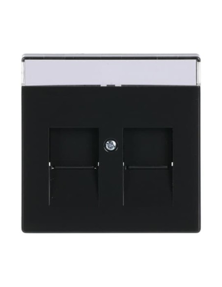 1800-81^POKRYWA Z POLEM OPISOWYM DO 2 ZŁĄCZY MODULAR JACK Z PRZYSŁONAMI -CARATFUTURE-ANTRACYT