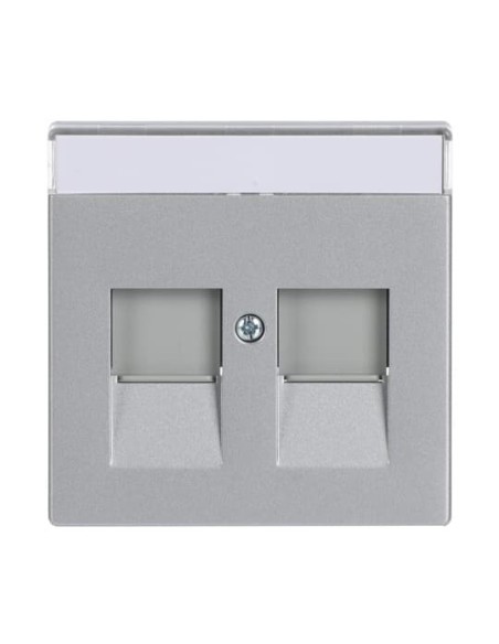 1800-83^POKRYWA Z POLEM OPISOWYM DO 2 ZŁĄCZY MODULAR JACK Z PRZYSŁONAMI -FUTURE-ALUMINIOWO SREBRNY