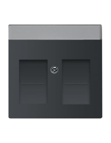 1800-885^POKRYWAYWA Z POLEM OPISOWYM DO 2 ZŁĄCZY MODULAR JACK Z PRZYSŁONAMI -FUTURE-CZARNY MATOWY