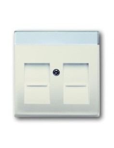 1800-92-507^POKRYWA Z POLEM OPISOWYM DO 2 ZŁĄCZY MODULAR JACK Z PRZYSŁONAMI  Basic55 kremowy