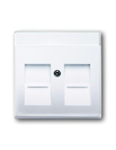 1800-94-507^POKRYWA Z POLEM OPISOWYM DO 2 ZŁĄCZY MODULAR JACK Z PRZYSŁONAMI  Basic55 biały alpejski