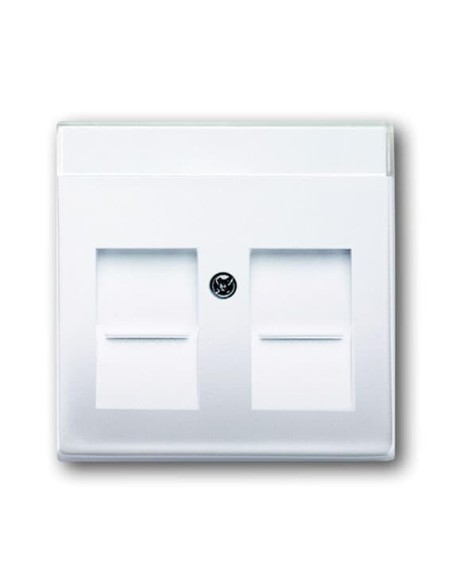 1800-94-507^POKRYWA Z POLEM OPISOWYM DO 2 ZŁĄCZY MODULAR JACK Z PRZYSŁONAMI  Basic55 biały alpejski