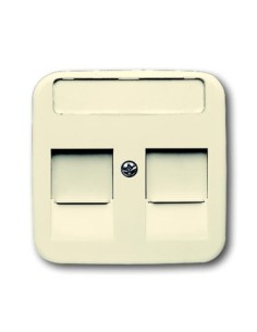 1800-212-500^POKRYWA Z POLEM OPISOWYM DO 2 ZŁĄCZY MODULAR JACK Z PRZYSŁONAMI -BUSCH-DURO-KOŚĆ SŁONIOWA