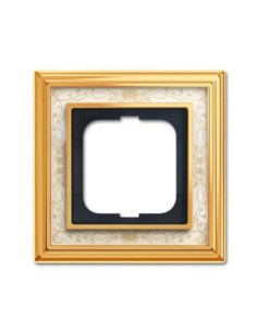 1721-836-500  ramka 1-krotna  Dynasty Polerowany mosiądz dekor kość słoniowa