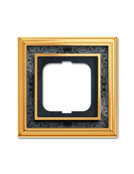 1721-833-500  ramka 1-krotna  Dynasty Polerowany mosiądz dekor antracytowy