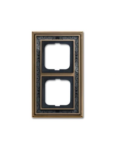 1722-843-500  ramka 2-krotna  Dynasty Antyczny mosiądz dekor antracytowy