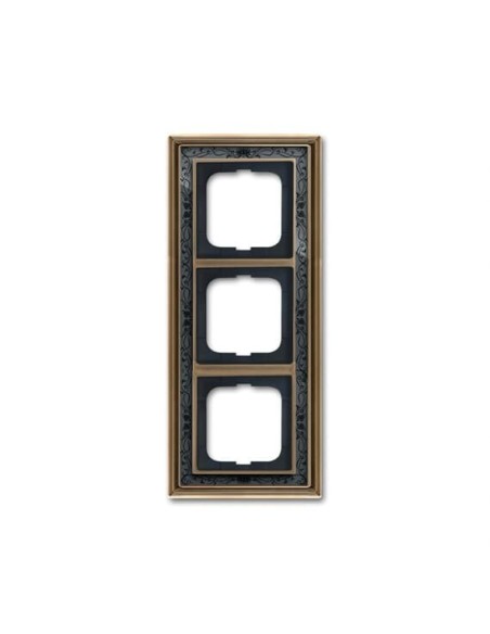 1723-843-500  ramka 3-krotna  Dynasty Antyczny mosiądz dekor antracytowy