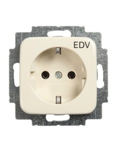 20 EUC DV-212^GNIAZDO SCHUKO Z NADRUKIEM „EDV” Z SZYBKOZŁĄCZAMI. Z UZIEMIENIEM  2P+E -BUSCH-DURO-KOŚĆ SŁONIOWA