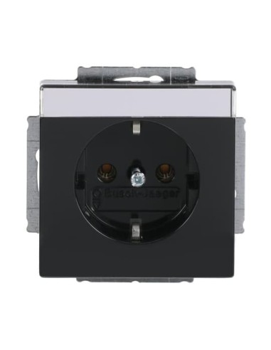 20 EUN-81^GNIAZDO SCHUKO Z POLEM OPISOWYM Z UZIEMIENIEM 2P+E. -CARATFUTURE-ANTRACYT