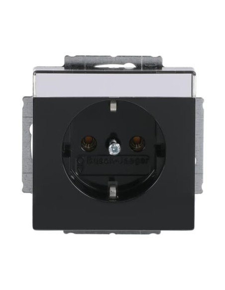 20 EUN-81^GNIAZDO SCHUKO Z POLEM OPISOWYM Z UZIEMIENIEM 2P+E. -CARATFUTURE-ANTRACYT