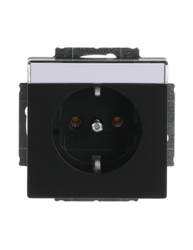 20 EUN-885^GNIAZDO SCHUKO Z POLEM OPISOWYM Z UZIEMIENIEM 2P+E. -FUTURE-CZARNY MATOWY