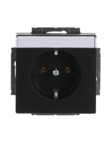 20 EUN-885^GNIAZDO SCHUKO Z POLEM OPISOWYM Z UZIEMIENIEM 2P+E. -FUTURE-CZARNY MATOWY