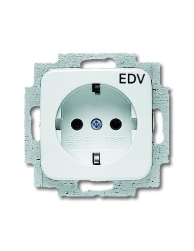 20 EUC DV-214-500^GNIAZDO SCHUKO Z NADRUKIEM „EDV” Z SZYBKOZŁĄCZAMI. Z UZIEMIENIEM  2P+E -REFLEX-BIAŁY ALPEJSKI