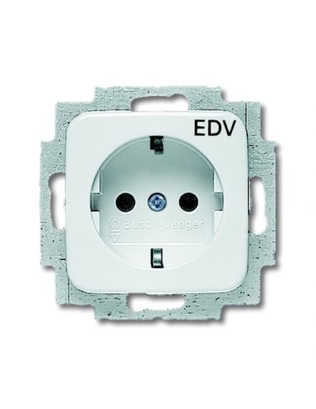 20 EUC DV-214-500^GNIAZDO SCHUKO Z NADRUKIEM „EDV” Z SZYBKOZŁĄCZAMI. Z UZIEMIENIEM  2P+E -REFLEX-BIAŁY ALPEJSKI