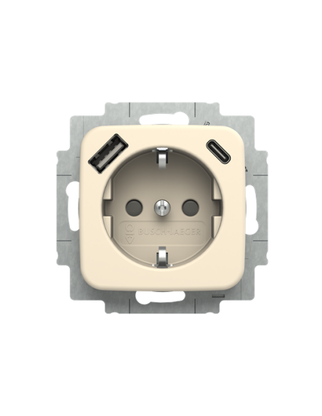 20 EUCB2USBAC-212  gn. Schuko USB A+C  Busch-Duro SI 212 kość słoniowa