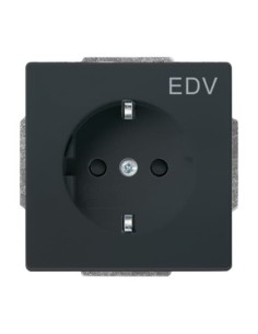 20 EUCKS DV-81^GNIAZDO SCHUKO Z NADRUKIEM „EDV” Z SZYBKOZŁĄCZAMI. Z UZIEMIENIEM 2P+E. Z PRZESŁONAMI. -CARATFUTURE-ANTRACYT