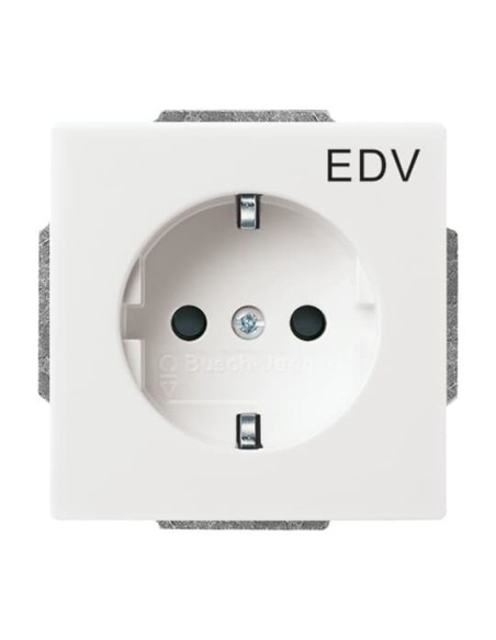 20 EUCKS DV-84^GNIAZDO SCHUKO Z NADRUKIEM „EDV” Z SZYBKOZŁĄCZAMI. Z UZIEMIENIEM 2P+E. Z PRZESŁONAMI. -CARATFUTURE-BIAŁY STUDYJ