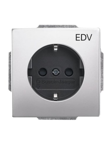 20 EUCKS DV-866^GNIAZDO SCHUKO Z NADRUKIEM „EDV” Z SZYBKOZŁĄCZAMI. Z UZIEMIENIEM 2P+E. Z PRZESŁONAMI. -PURE-STAL SZLACHETNA