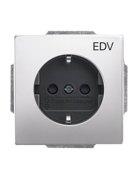 20 EUCKS DV-866^GNIAZDO SCHUKO Z NADRUKIEM „EDV” Z SZYBKOZŁĄCZAMI. Z UZIEMIENIEM 2P+E. Z PRZESŁONAMI. -PURE-STAL SZLACHETNA