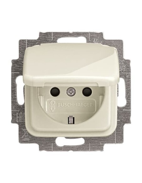 20 EUKB-212^GNIAZDO SCHUKO Z PRZESŁONAMI. Z KLAPKĄ BLOKADA KLAPKI W POZYCJI OTWARTEJ -BUSCH-DURO-KOŚĆ SŁONIOWA