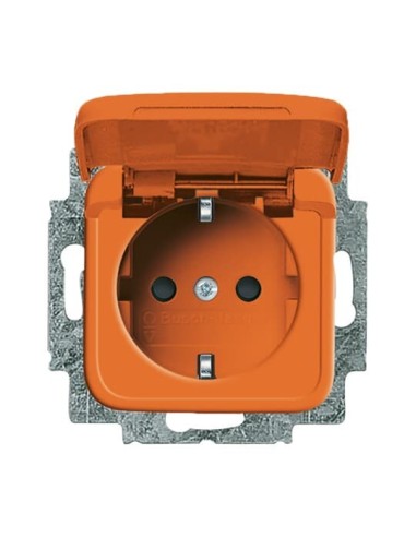 20 EUKB-14-212^GNIAZDO SCHUKO Z PRZESŁONAMI. Z KLAPKĄ BLOKADA KLAPKI W POZYCJI OTWARTEJ -BUSCH-DURO-POMARAŃCZOWY RAL 2004