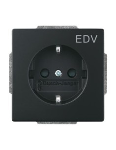 20 EUCKS DV-885^GNIAZDO SCHUKO Z NADRUKIEM „EDV” Z SZYBKOZŁĄCZAMI. Z UZIEMIENIEM 2P+E. Z PRZESŁONAMI. -FUTURE-CZARNY MATOWY