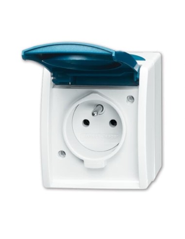 20 MW-53-500^GNIAZDO Z UZIEMIENIA Z KLAPKĄ. STOPIEŃ OCHRONY: IP44 -OCEAN-SZARY ZIELONO-NIEBIESKI