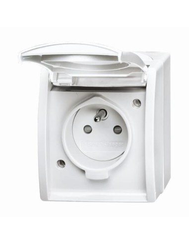 23 MWKS-54-504^GNIAZDO Z UZIEMIENIA Z ZACISKIEM ŚRUBOWYM. Z KLAPKĄ. Z PRZESŁONAMI. STOPIEŃ OCHRONY: IP44 -OCEAN-BIAŁY ALPEJSKI