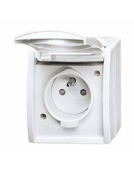 23 MWKS-54-504^GNIAZDO Z UZIEMIENIA Z ZACISKIEM ŚRUBOWYM. Z KLAPKĄ. Z PRZESŁONAMI. STOPIEŃ OCHRONY: IP44 -OCEAN-BIAŁY ALPEJSKI