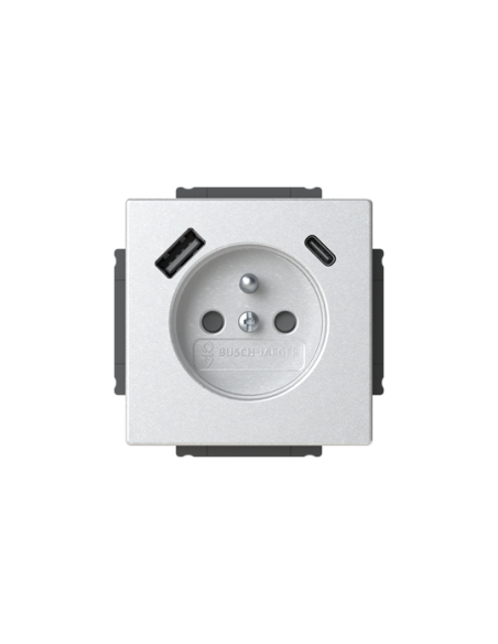 20 MUCB2USBAC-83-500  gn 230V USB A+C  future linear 83 srebrny aluminium