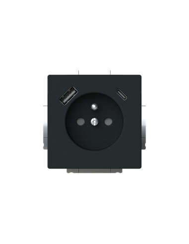 20 MUCB2USBAC-885-500  gn 230V USB A+C  future linear 885 czarny matowy