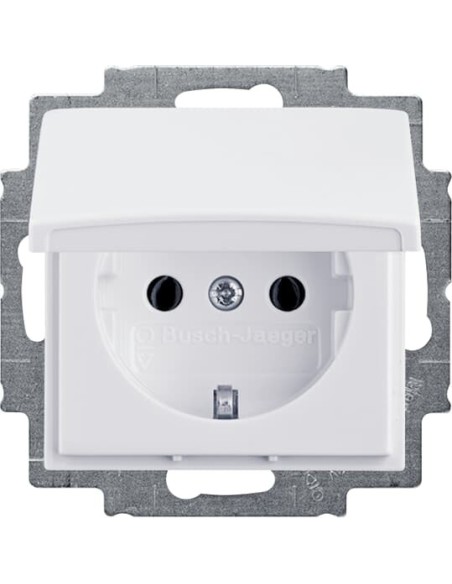 20 EUK-92-507^GNIAZDO SCHUKO Z KLAPKĄ BLOKADA KLAPKI W POZYCJI OTWARTEJ.  Basic55 kremowy