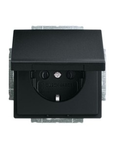 20 EUK-885^GNIAZDO SCHUKO Z KLAPKĄ BLOKADA KLAPKI W POZYCJI OTWARTEJ. -FUTURE-CZARNY MATOWY