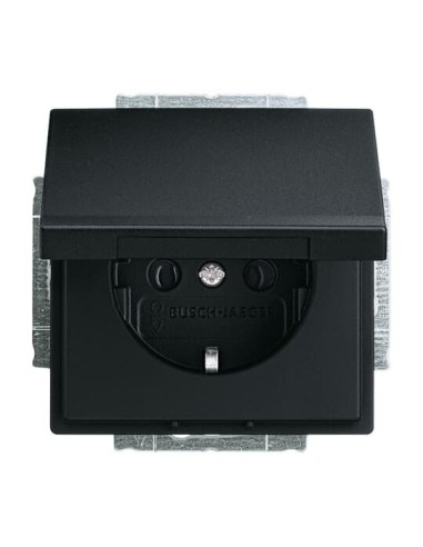 20 EUK-885^GNIAZDO SCHUKO Z KLAPKĄ BLOKADA KLAPKI W POZYCJI OTWARTEJ. -FUTURE-CZARNY MATOWY