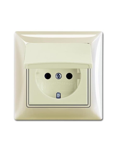 20 EUCKD-92-507^GNIAZDO SCHUKO Z KLAPKĄ POZIOM OCHRONY: IP44.  Basic55 kremowy