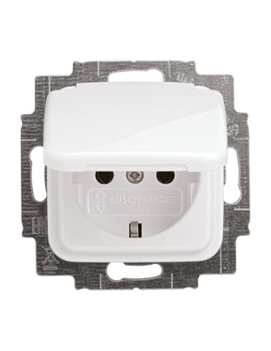 20 EUK-214-500^GNIAZDO SCHUKO Z KLAPKĄ BLOKADA KLAPKI W POZYCJI OTWARTEJ. -REFLEX-BIAŁY ALPEJSKI